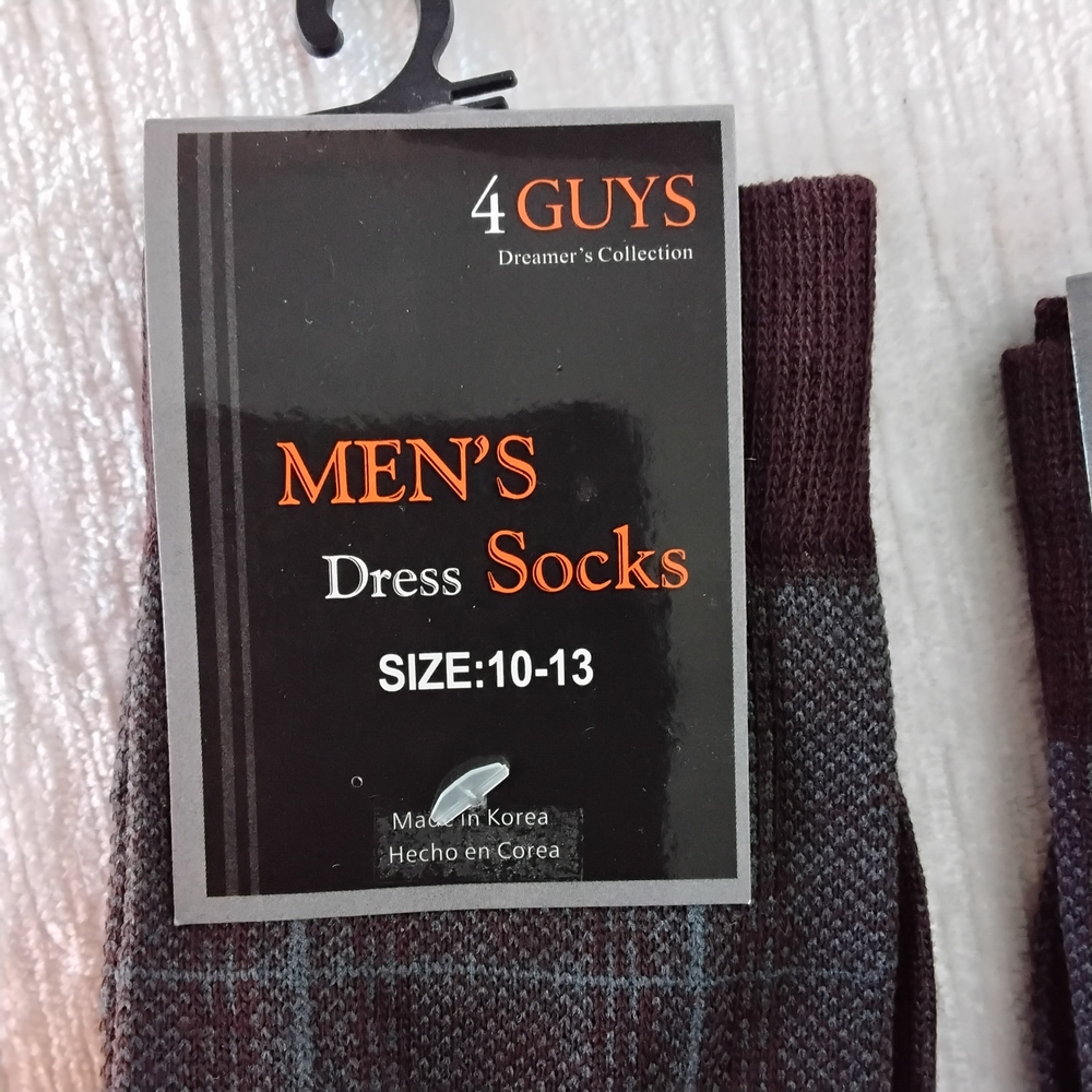 4Guys Men's Reddish Brown Dress Socks 2 Pairs Size 10-13 - Picture 4 of 6